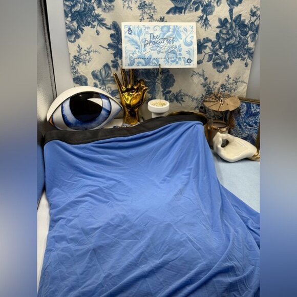 🆕 RAT & BOA 🧿 NWOT Antonie Blue Draped Maxi Dress with Leather Belt, Sz L / XL - Picture 12 of 16